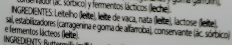Foto da lista de ingredientes