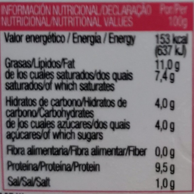 Foto da tabela nutricional