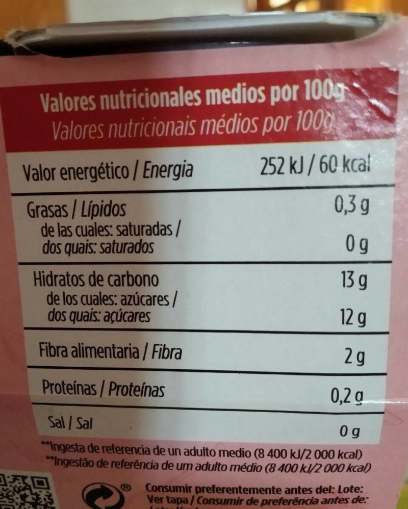 Foto da tabela nutricional