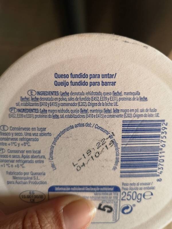 Foto da lista de ingredientes