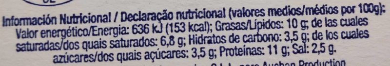 Foto da tabela nutricional
