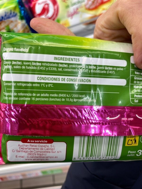 Foto da lista de ingredientes