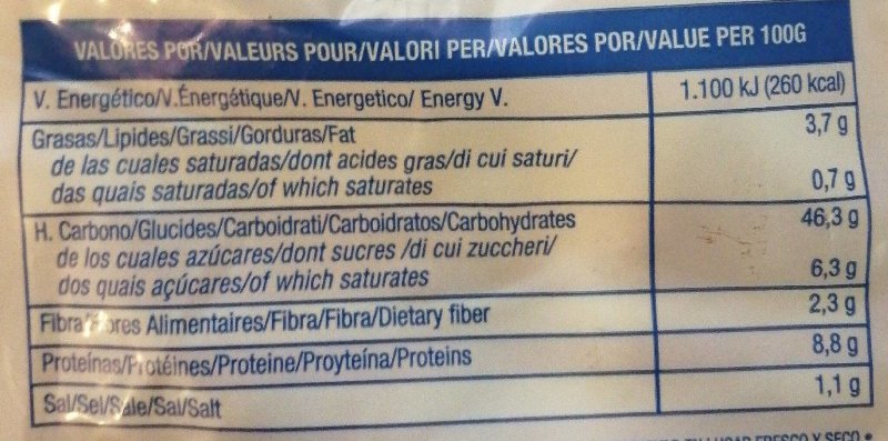 Foto da tabela nutricional