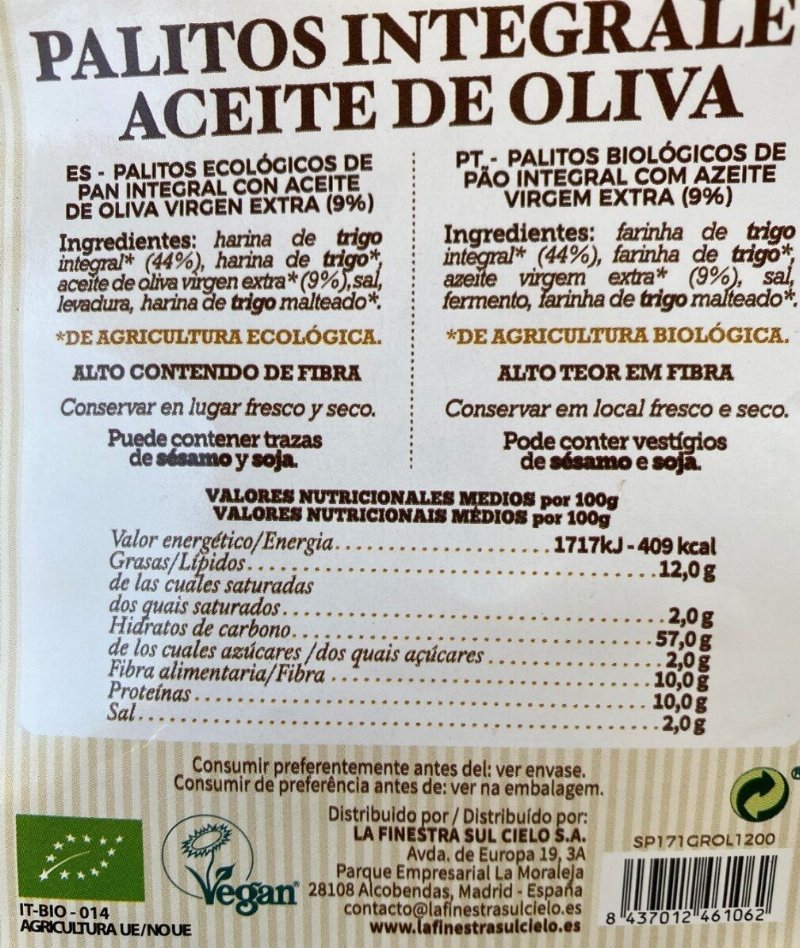 Foto da tabela nutricional