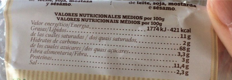 Foto da tabela nutricional