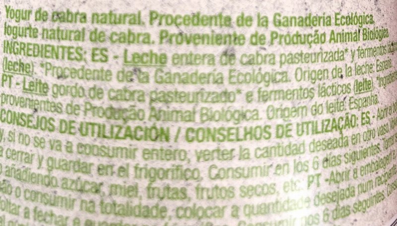 Foto da lista de ingredientes
