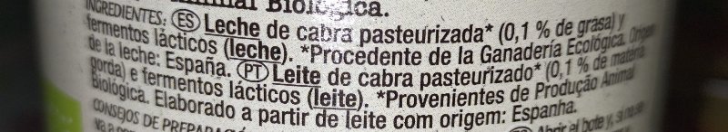 Foto da lista de ingredientes