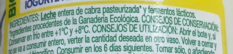 Foto da lista de ingredientes