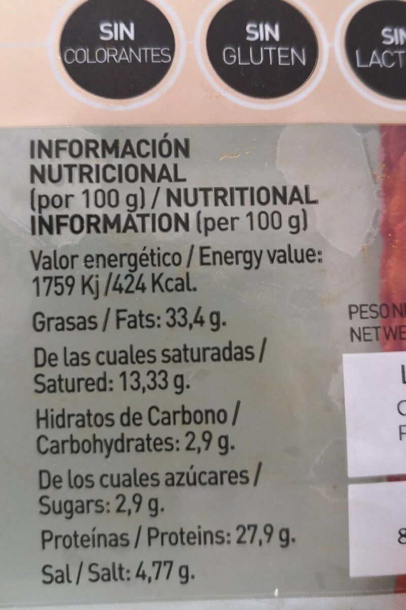 Foto da tabela nutricional