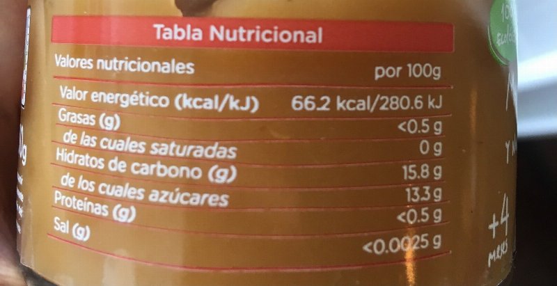 Foto da tabela nutricional
