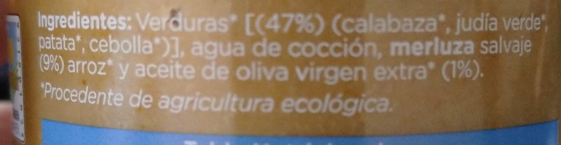 Foto da lista de ingredientes