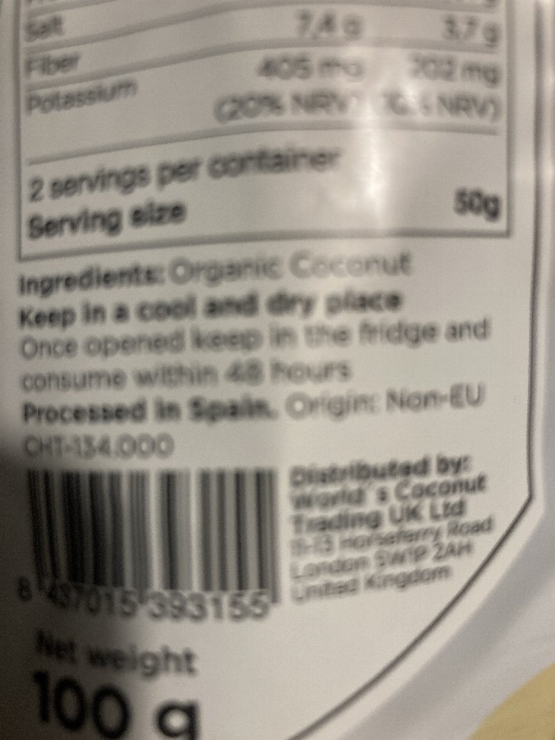 Foto da lista de ingredientes