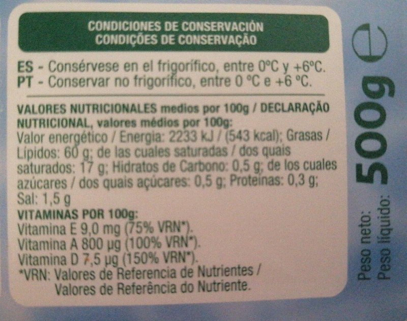 Foto da tabela nutricional