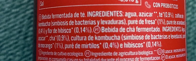 Foto da lista de ingredientes
