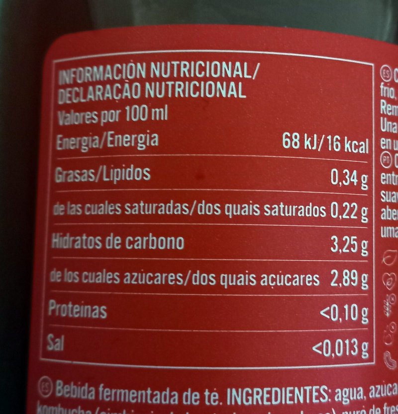 Foto da tabela nutricional