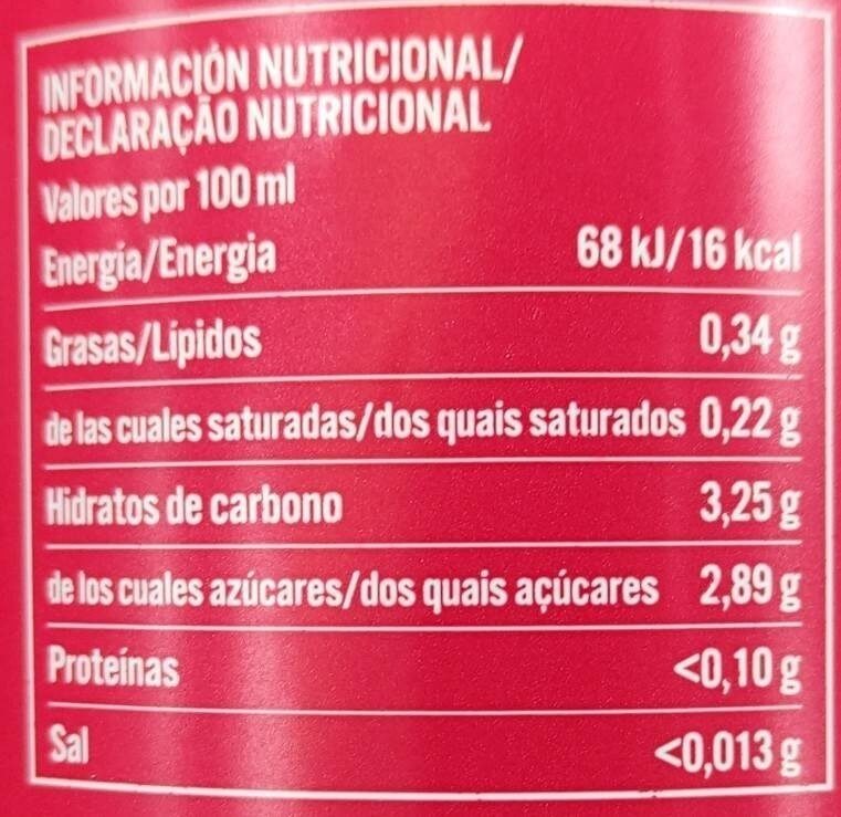 Foto da tabela nutricional