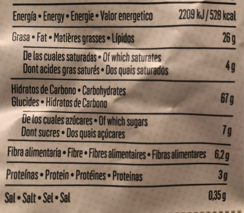 Foto da tabela nutricional