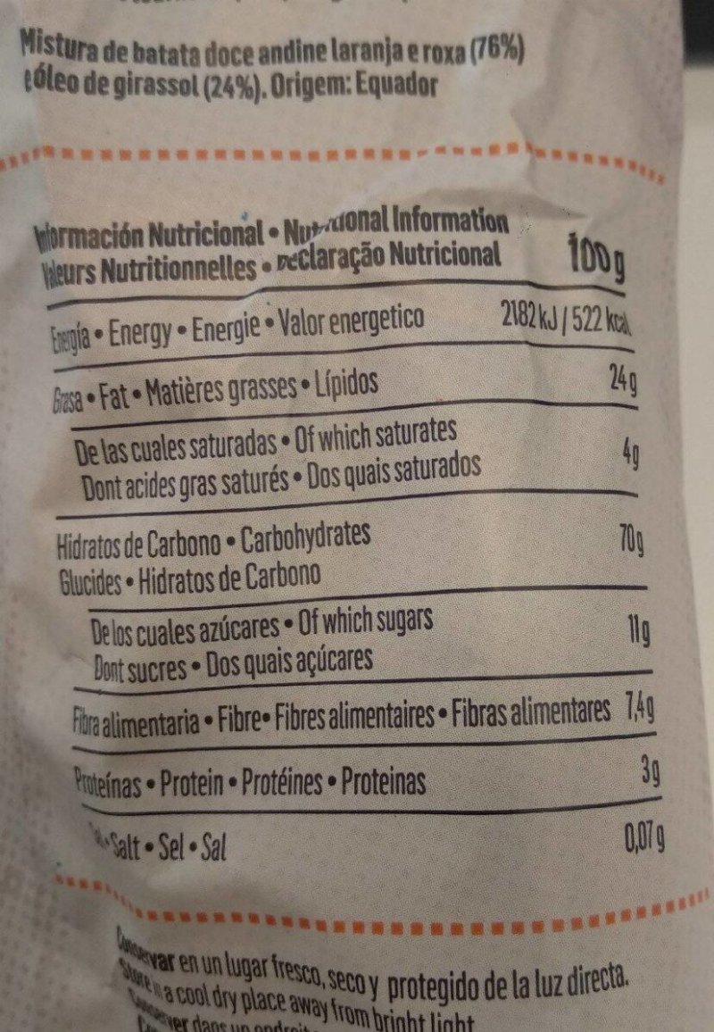Foto da tabela nutricional