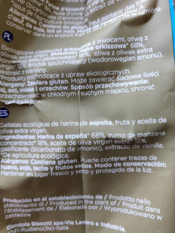 Foto da lista de ingredientes
