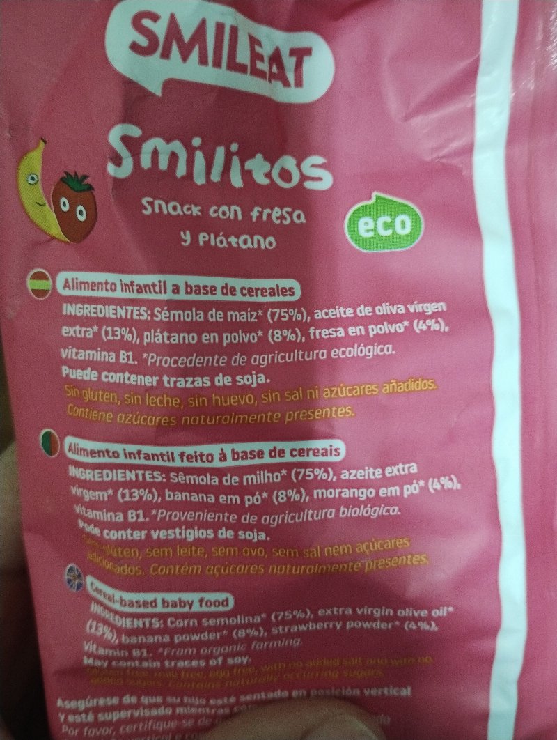 Foto da lista de ingredientes