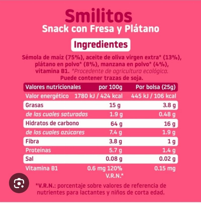 Foto da tabela nutricional