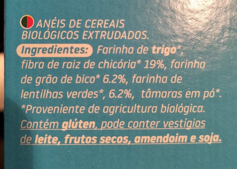 Foto da lista de ingredientes