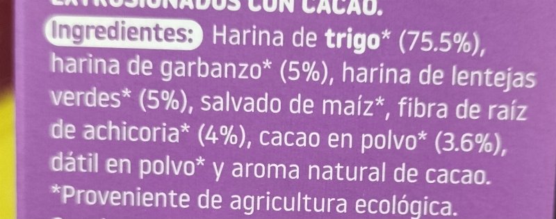 Foto da lista de ingredientes