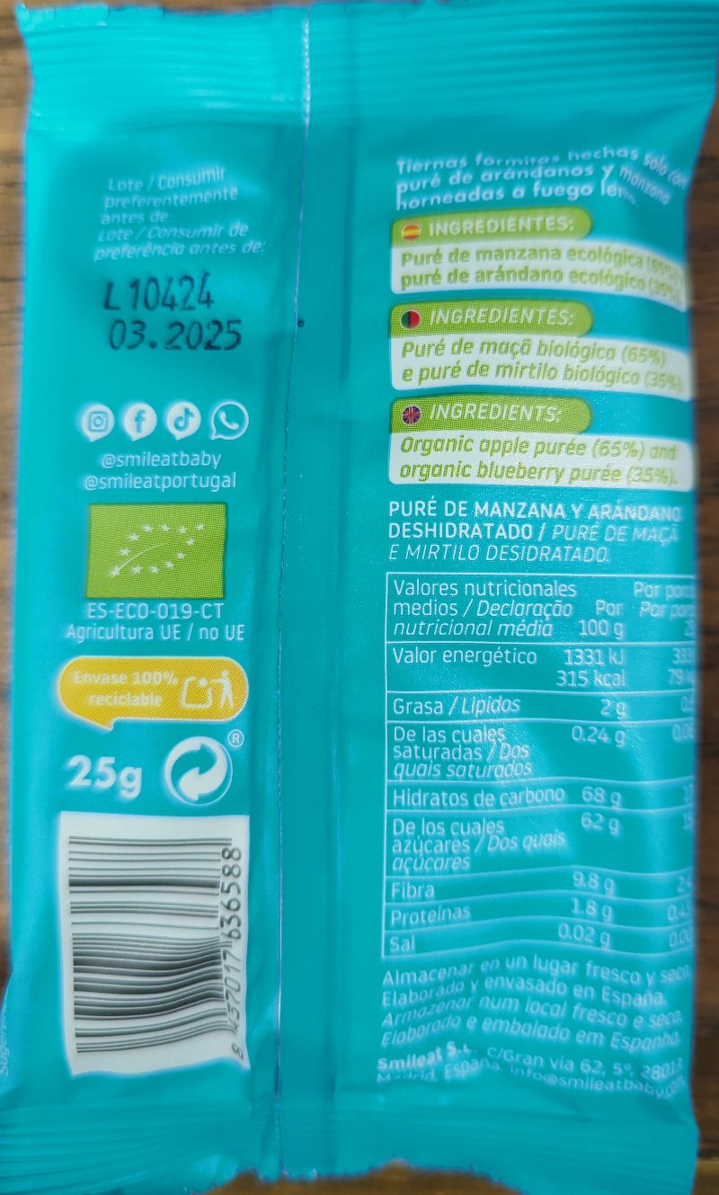 Foto da lista de ingredientes