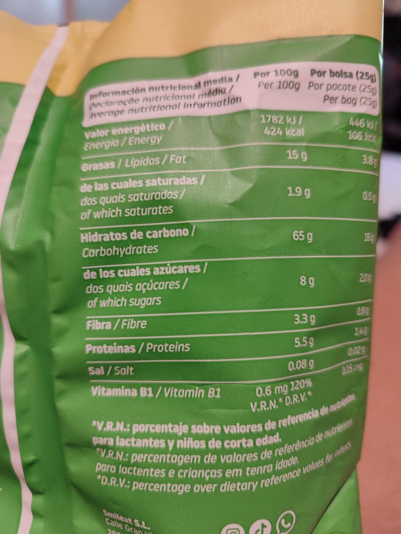 Foto da tabela nutricional