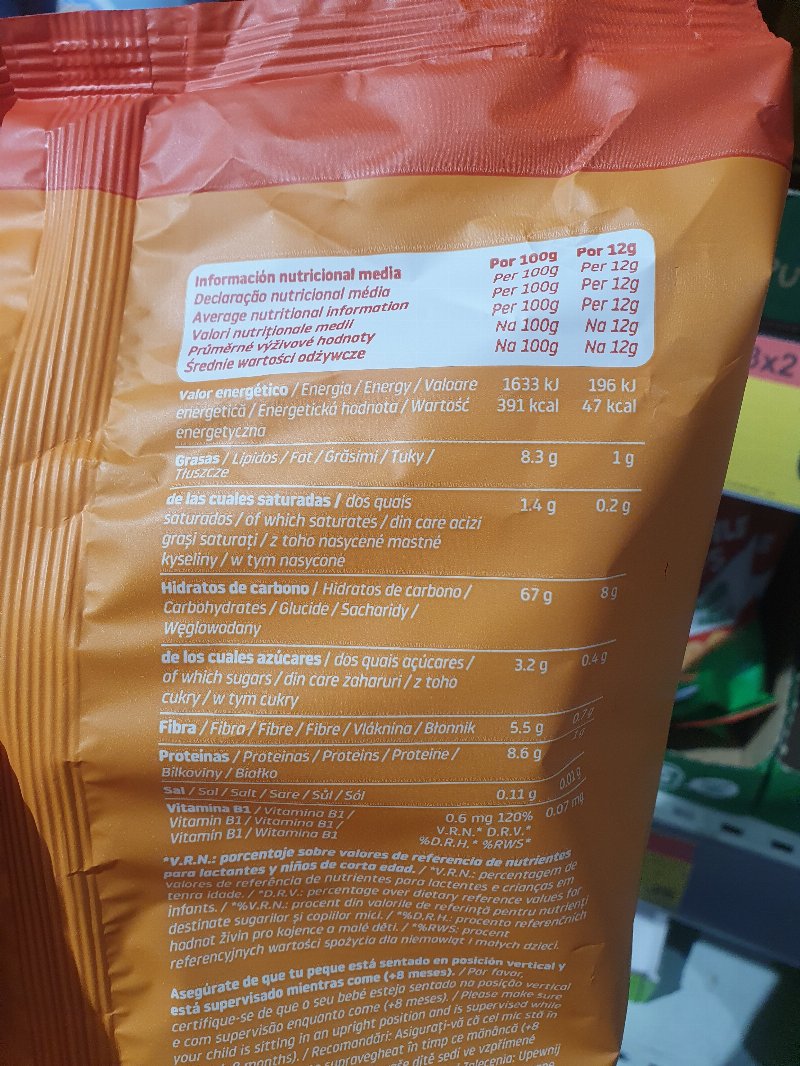 Foto da tabela nutricional