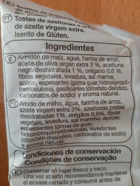 Foto da lista de ingredientes