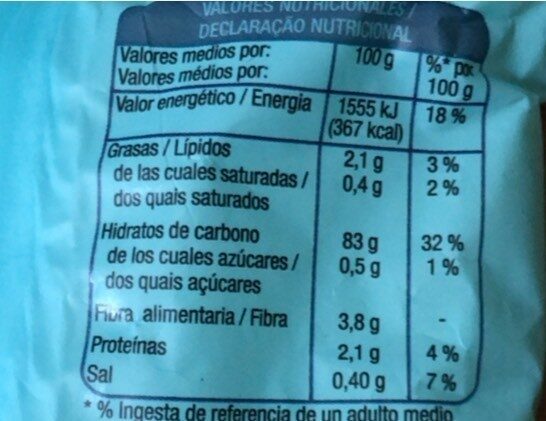 Foto da tabela nutricional