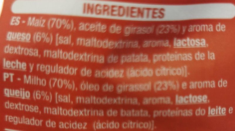 Foto da lista de ingredientes