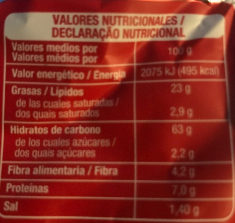 Foto da tabela nutricional