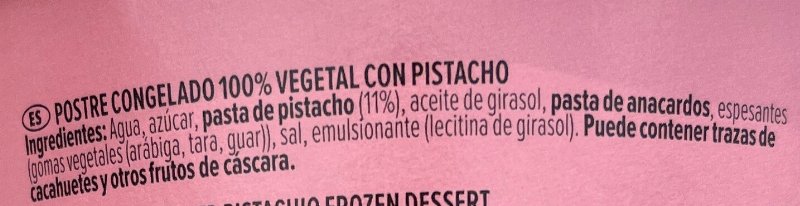 Foto da lista de ingredientes