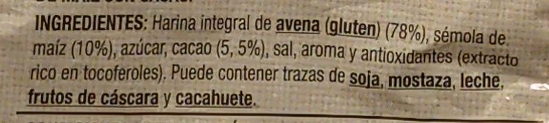 Foto da lista de ingredientes