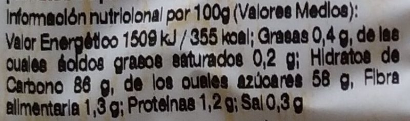 Foto da tabela nutricional