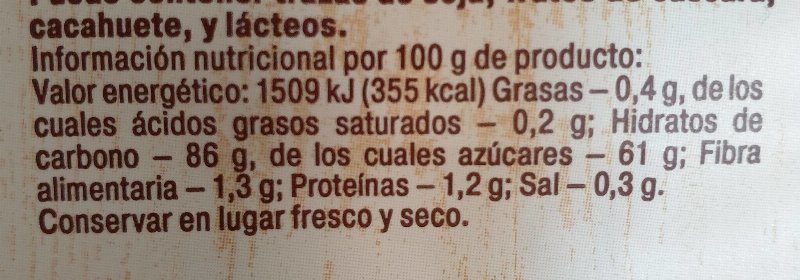 Foto da tabela nutricional