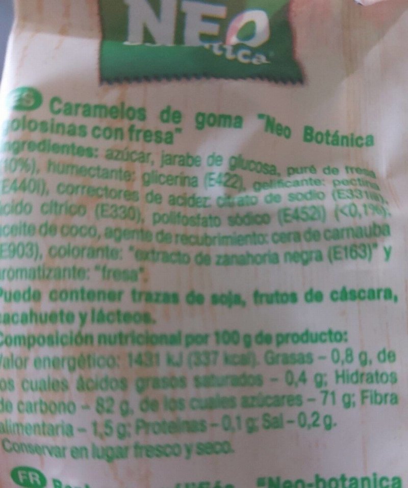 Foto da tabela nutricional