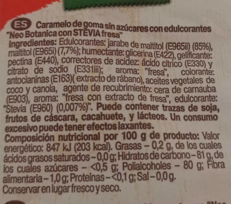 Foto da tabela nutricional