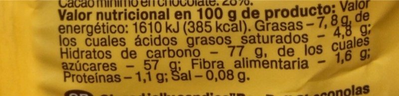 Foto da tabela nutricional