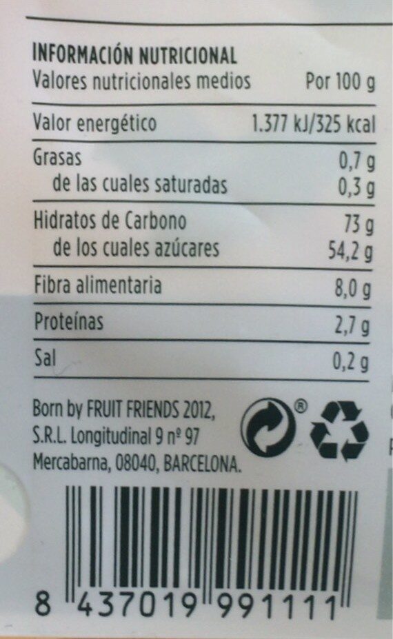 Foto da tabela nutricional