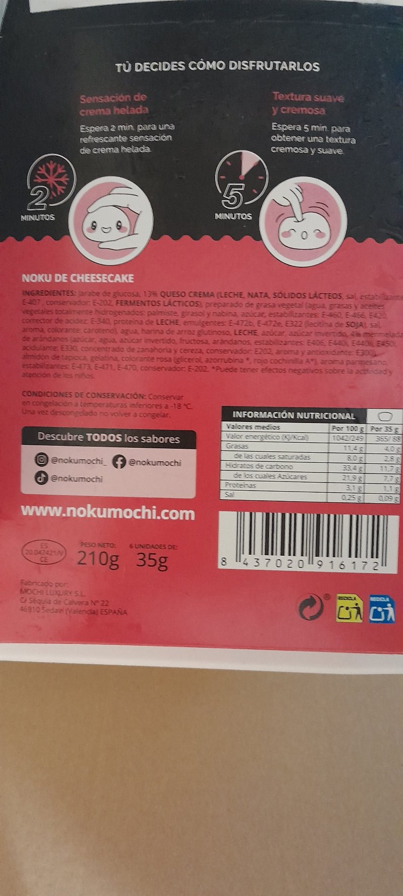Foto da lista de ingredientes