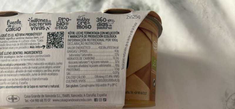 Foto da tabela nutricional