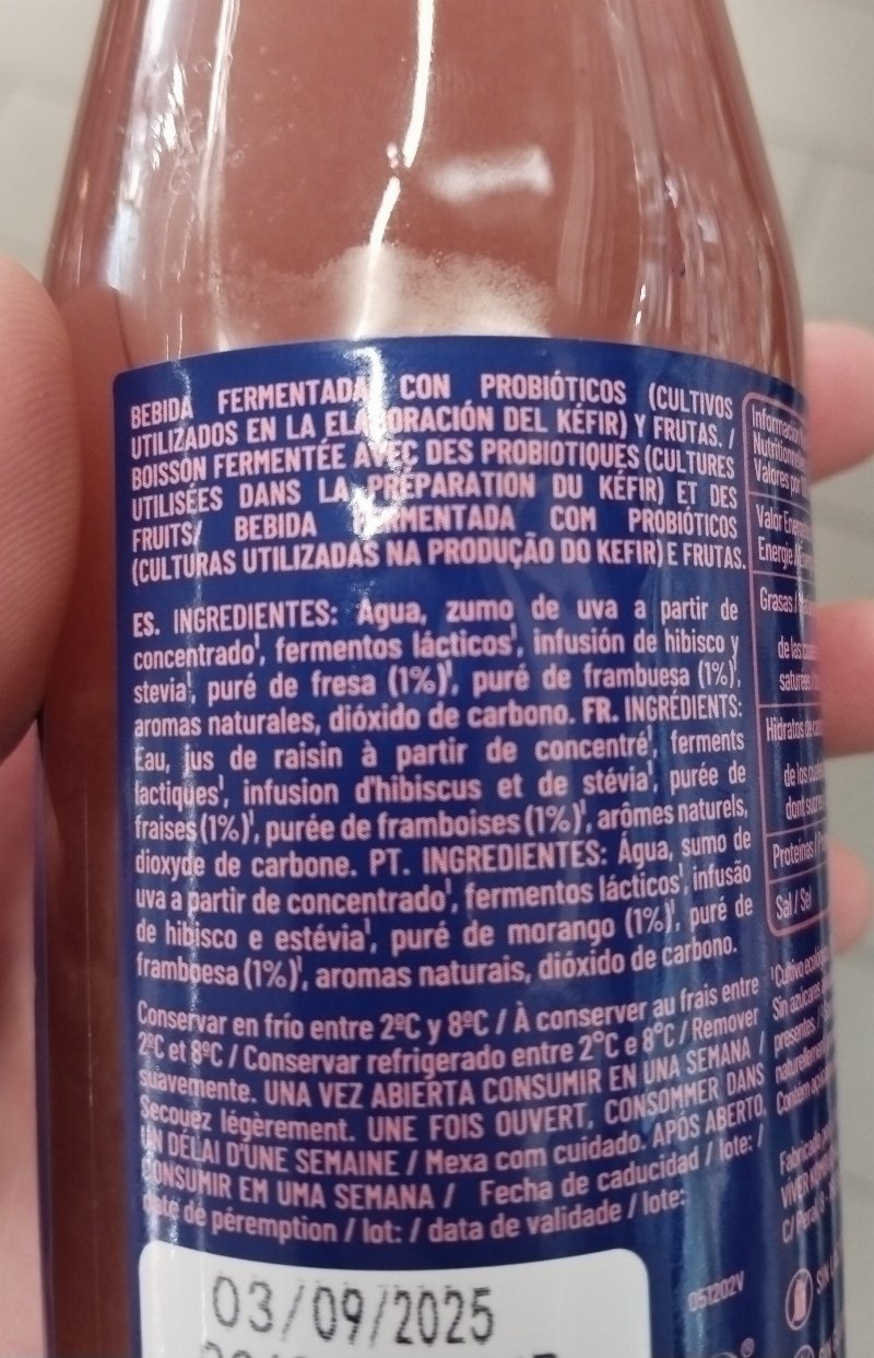 Foto da lista de ingredientes