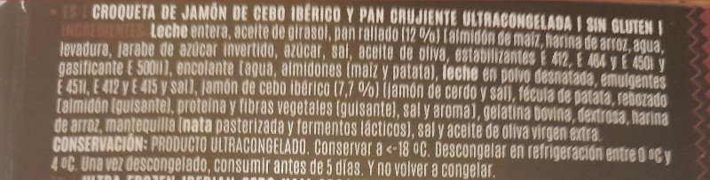 Foto da lista de ingredientes