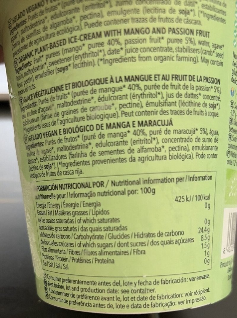 Foto da tabela nutricional