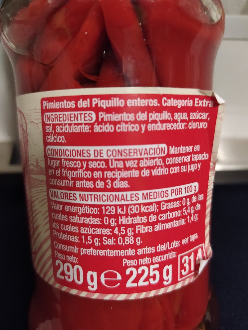 Foto da lista de ingredientes