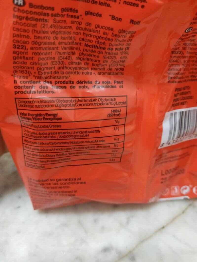 Foto da tabela nutricional