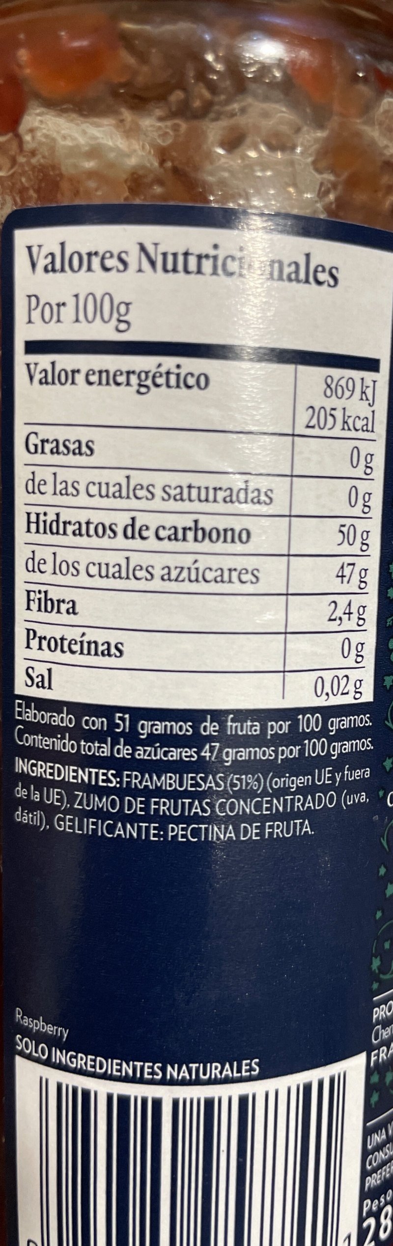 Foto da lista de ingredientes